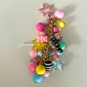 Handmade beaded charm key chain or bag clip